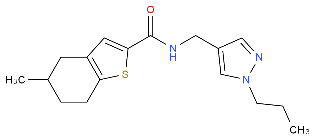 5-methyl-N-[(1-propyl-1H-pyrazol-4-yl)methyl]-4,5,6,7-tetrahydro-1-benzothiophene-2-carboxamide_Molecular_structure_CAS_)