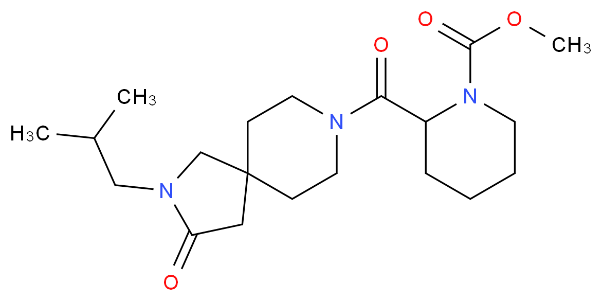 methyl 2-[(2-isobutyl-3-oxo-2,8-diazaspiro[4.5]dec-8-yl)carbonyl]piperidine-1-carboxylate_Molecular_structure_CAS_)