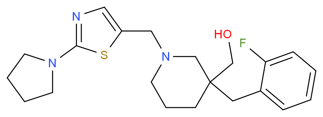 (3-(2-fluorobenzyl)-1-{[2-(1-pyrrolidinyl)-1,3-thiazol-5-yl]methyl}-3-piperidinyl)methanol_Molecular_structure_CAS_)