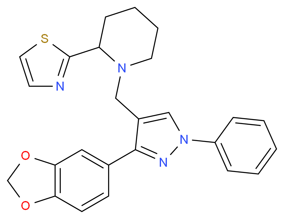 1-{[3-(1,3-benzodioxol-5-yl)-1-phenyl-1H-pyrazol-4-yl]methyl}-2-(1,3-thiazol-2-yl)piperidine_Molecular_structure_CAS_)