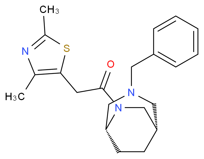(1S*,5R*)-3-benzyl-6-[(2,4-dimethyl-1,3-thiazol-5-yl)acetyl]-3,6-diazabicyclo[3.2.2]nonane_Molecular_structure_CAS_)