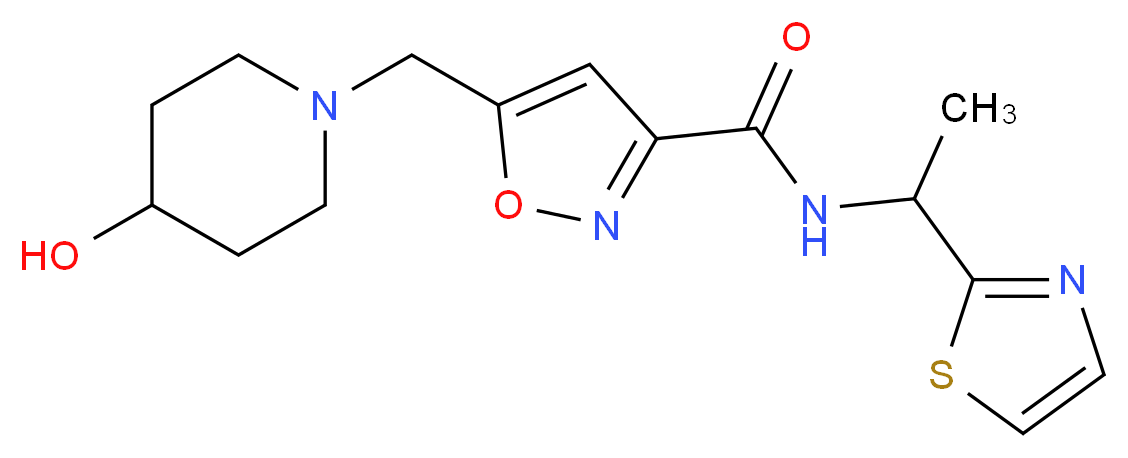 5-[(4-hydroxypiperidin-1-yl)methyl]-N-[1-(1,3-thiazol-2-yl)ethyl]isoxazole-3-carboxamide_Molecular_structure_CAS_)