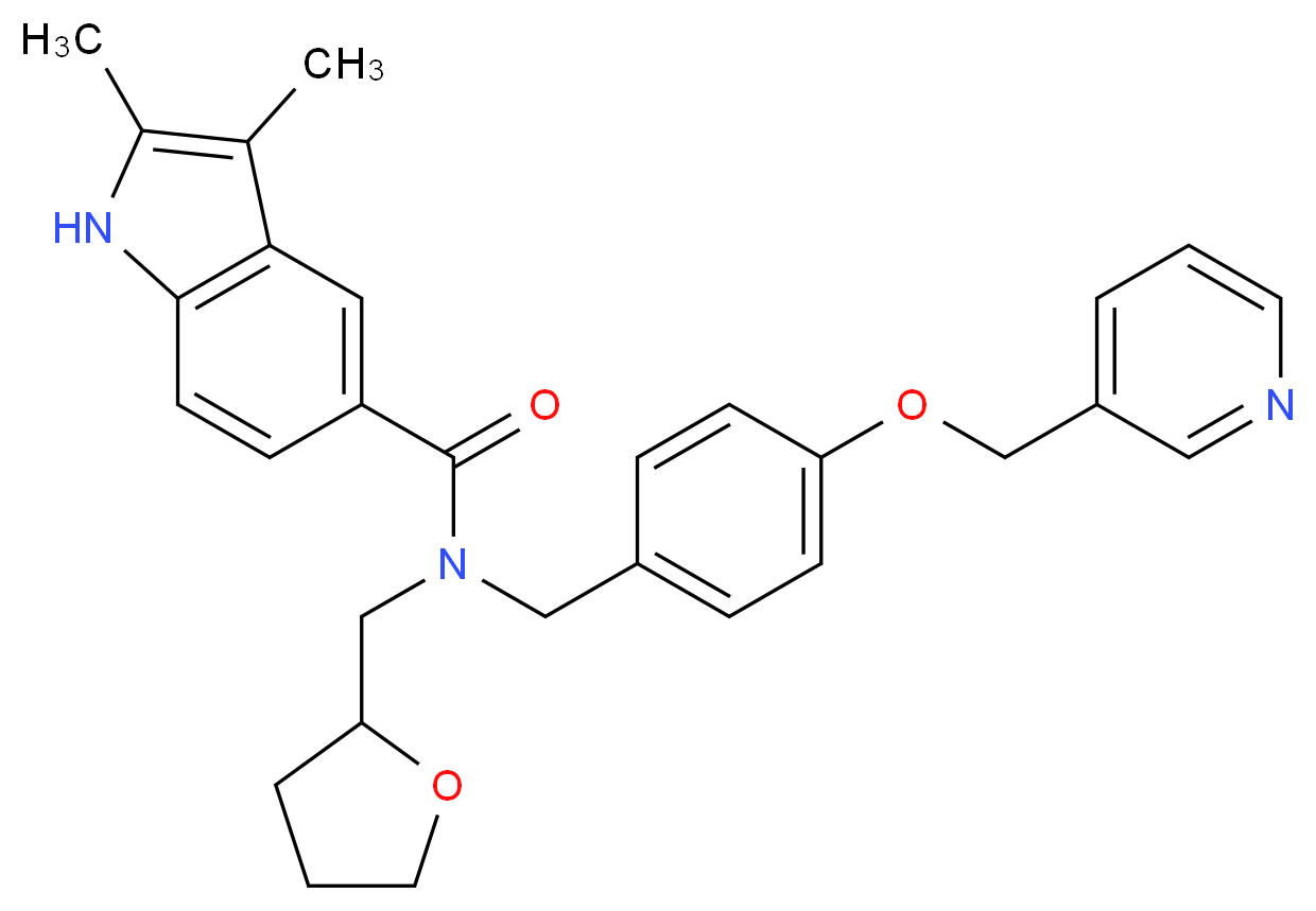 2,3-dimethyl-N-[4-(3-pyridinylmethoxy)benzyl]-N-(tetrahydro-2-furanylmethyl)-1H-indole-5-carboxamide_Molecular_structure_CAS_)