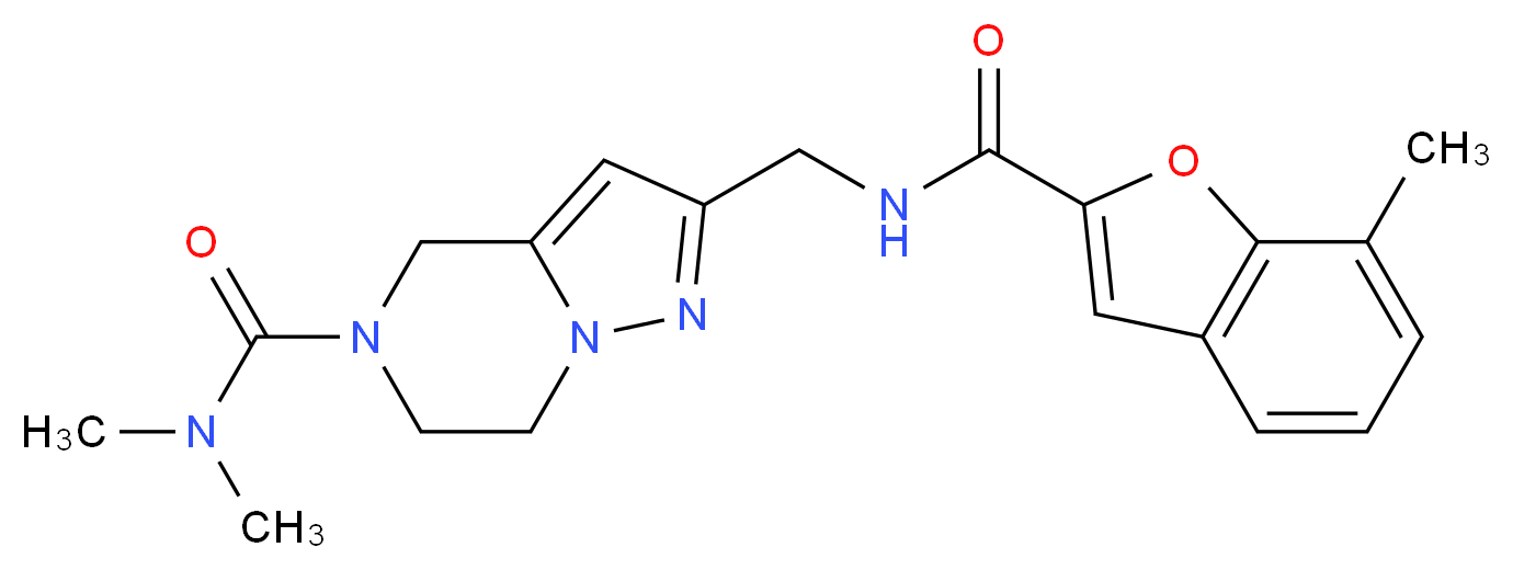 N,N-dimethyl-2-({[(7-methyl-1-benzofuran-2-yl)carbonyl]amino}methyl)-6,7-dihydropyrazolo[1,5-a]pyrazine-5(4H)-carboxamide_Molecular_structure_CAS_)