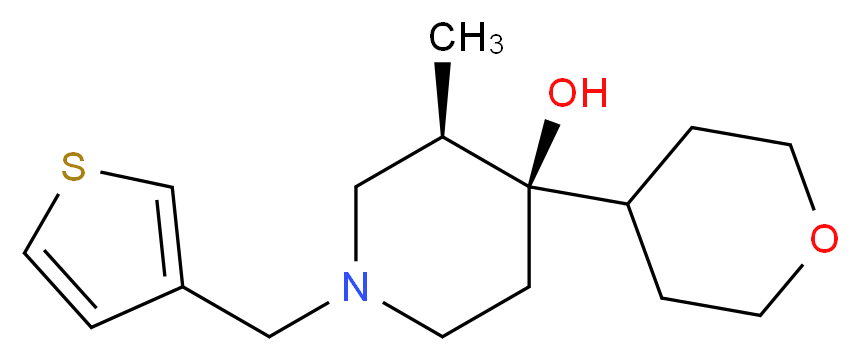 (3R*,4R*)-3-methyl-4-(tetrahydro-2H-pyran-4-yl)-1-(3-thienylmethyl)-4-piperidinol_Molecular_structure_CAS_)