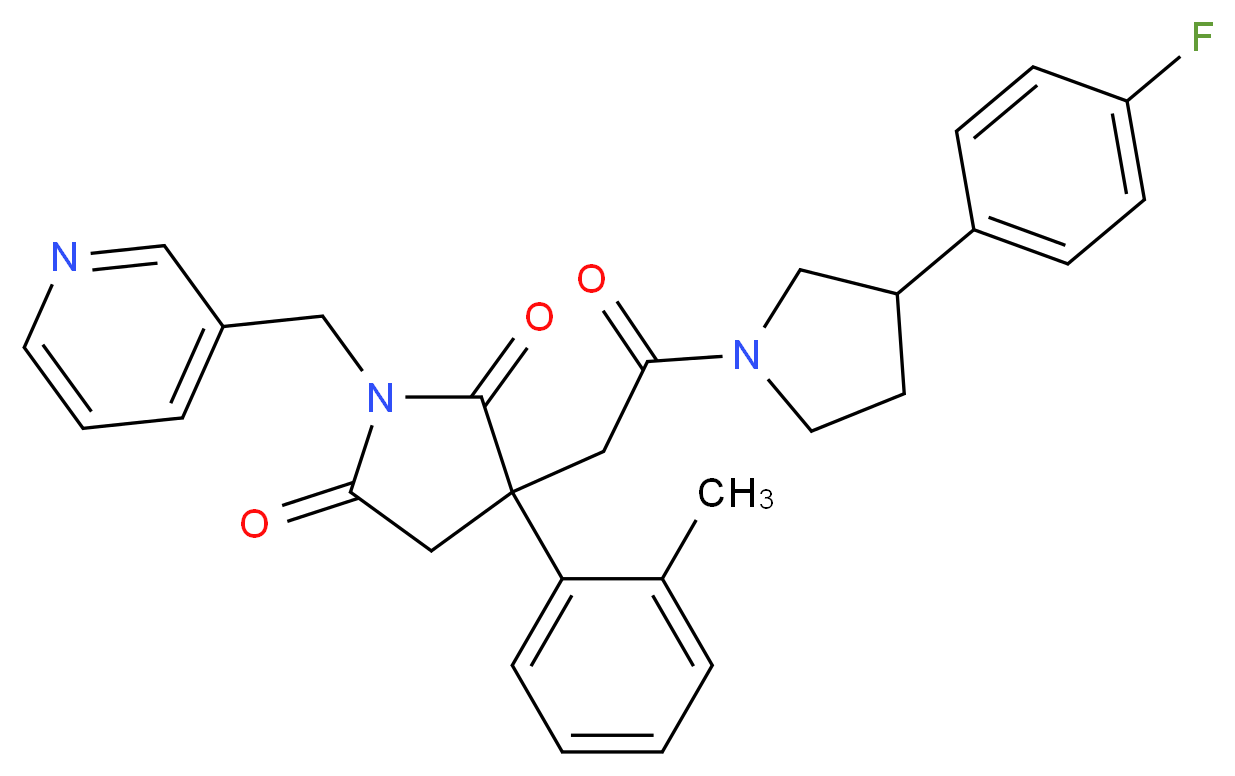 3-{2-[3-(4-fluorophenyl)-1-pyrrolidinyl]-2-oxoethyl}-3-(2-methylphenyl)-1-(3-pyridinylmethyl)-2,5-pyrrolidinedione_Molecular_structure_CAS_)