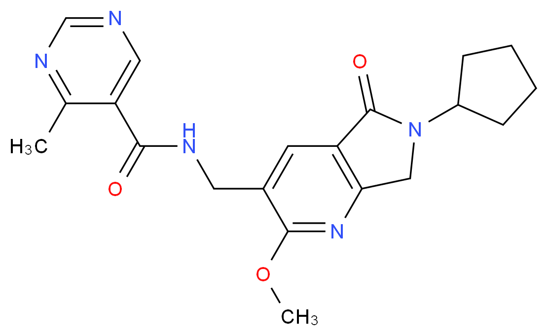 N-[(6-cyclopentyl-2-methoxy-5-oxo-6,7-dihydro-5H-pyrrolo[3,4-b]pyridin-3-yl)methyl]-4-methylpyrimidine-5-carboxamide_Molecular_structure_CAS_)