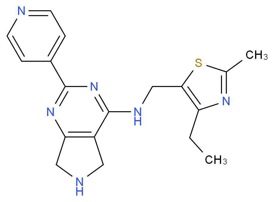 N-[(4-ethyl-2-methyl-1,3-thiazol-5-yl)methyl]-2-(4-pyridinyl)-6,7-dihydro-5H-pyrrolo[3,4-d]pyrimidin-4-amine_Molecular_structure_CAS_)