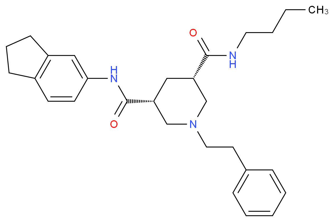 (3S,5R)-N-butyl-N'-(2,3-dihydro-1H-inden-5-yl)-1-(2-phenylethyl)-3,5-piperidinedicarboxamide_Molecular_structure_CAS_)