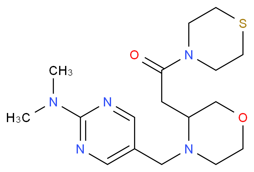 N,N-dimethyl-5-({3-[2-oxo-2-(4-thiomorpholinyl)ethyl]-4-morpholinyl}methyl)-2-pyrimidinamine_Molecular_structure_CAS_)