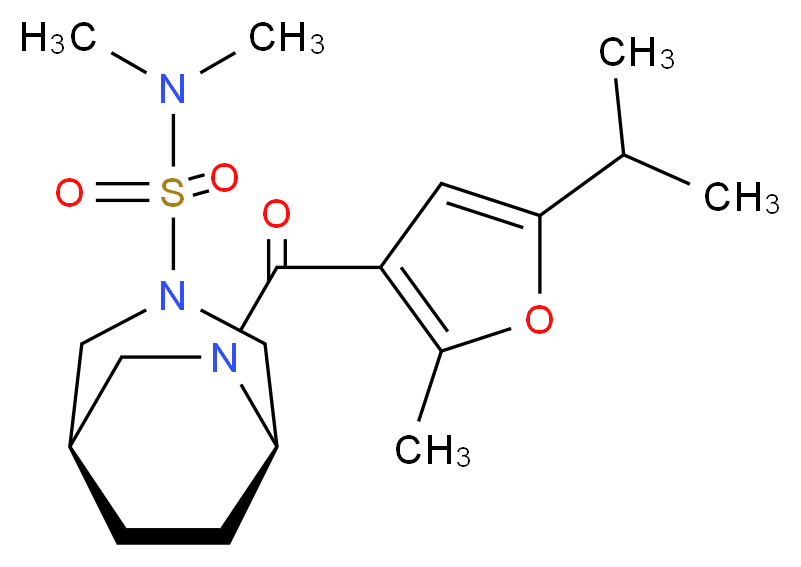 (1R*,5R*)-6-(5-isopropyl-2-methyl-3-furoyl)-N,N-dimethyl-3,6-diazabicyclo[3.2.2]nonane-3-sulfonamide_Molecular_structure_CAS_)