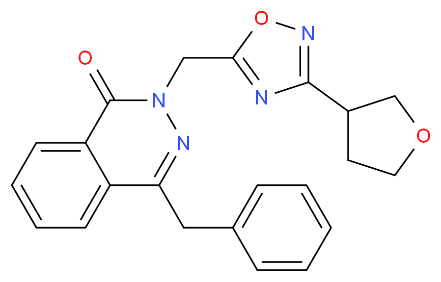 4-benzyl-2-{[3-(tetrahydrofuran-3-yl)-1,2,4-oxadiazol-5-yl]methyl}phthalazin-1(2H)-one_Molecular_structure_CAS_)