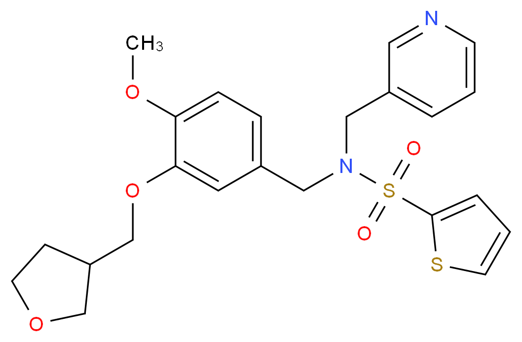 N-[4-methoxy-3-(tetrahydro-3-furanylmethoxy)benzyl]-N-(3-pyridinylmethyl)-2-thiophenesulfonamide_Molecular_structure_CAS_)