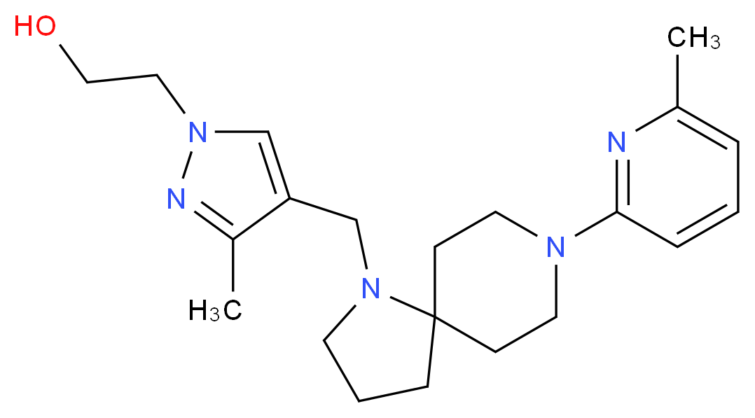 2-(3-methyl-4-{[8-(6-methyl-2-pyridinyl)-1,8-diazaspiro[4.5]dec-1-yl]methyl}-1H-pyrazol-1-yl)ethanol_Molecular_structure_CAS_)