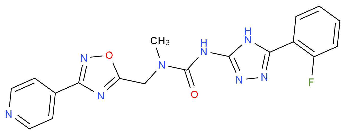 N'-[5-(2-fluorophenyl)-4H-1,2,4-triazol-3-yl]-N-methyl-N-[(3-pyridin-4-yl-1,2,4-oxadiazol-5-yl)methyl]urea_Molecular_structure_CAS_)