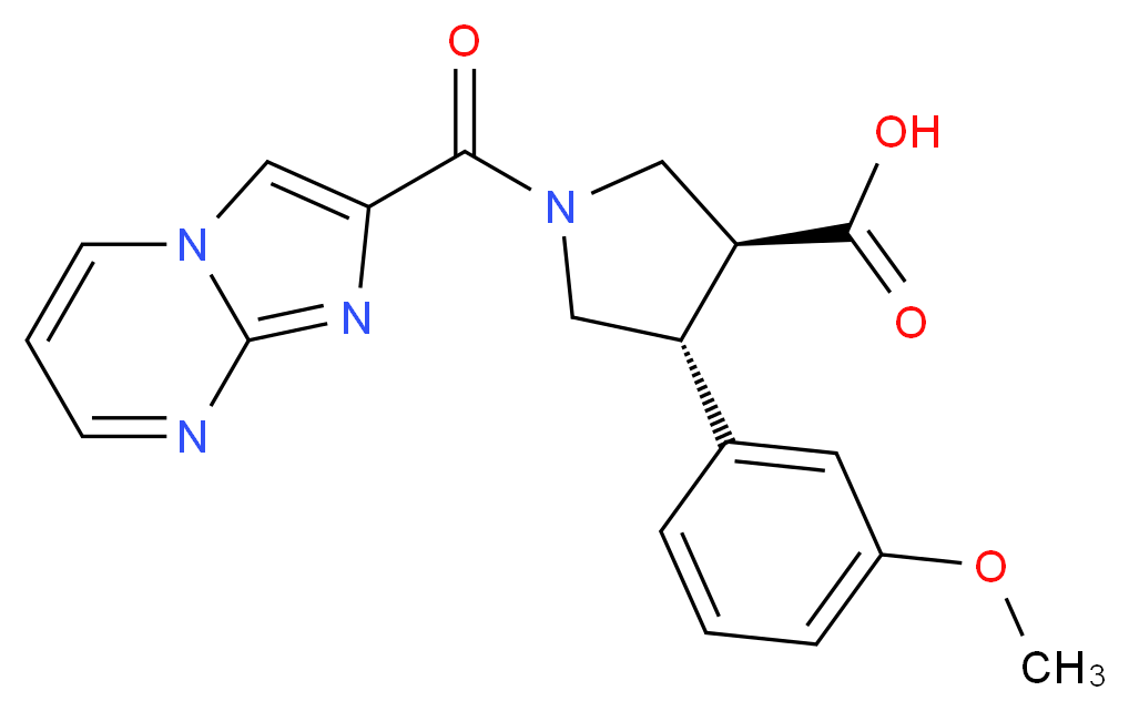 (3S*,4R*)-1-(imidazo[1,2-a]pyrimidin-2-ylcarbonyl)-4-(3-methoxyphenyl)pyrrolidine-3-carboxylic acid_Molecular_structure_CAS_)