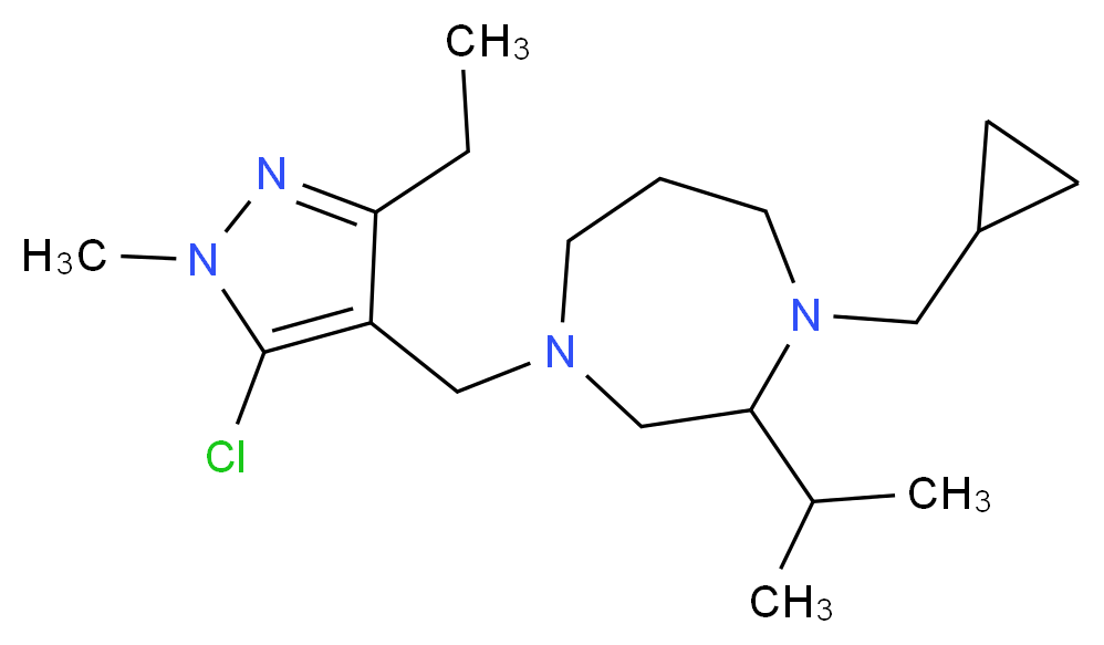 4-[(5-chloro-3-ethyl-1-methyl-1H-pyrazol-4-yl)methyl]-1-(cyclopropylmethyl)-2-isopropyl-1,4-diazepane_Molecular_structure_CAS_)