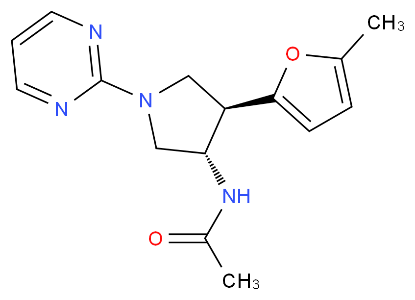 N-[(3S*,4R*)-4-(5-methyl-2-furyl)-1-(2-pyrimidinyl)-3-pyrrolidinyl]acetamide_Molecular_structure_CAS_)