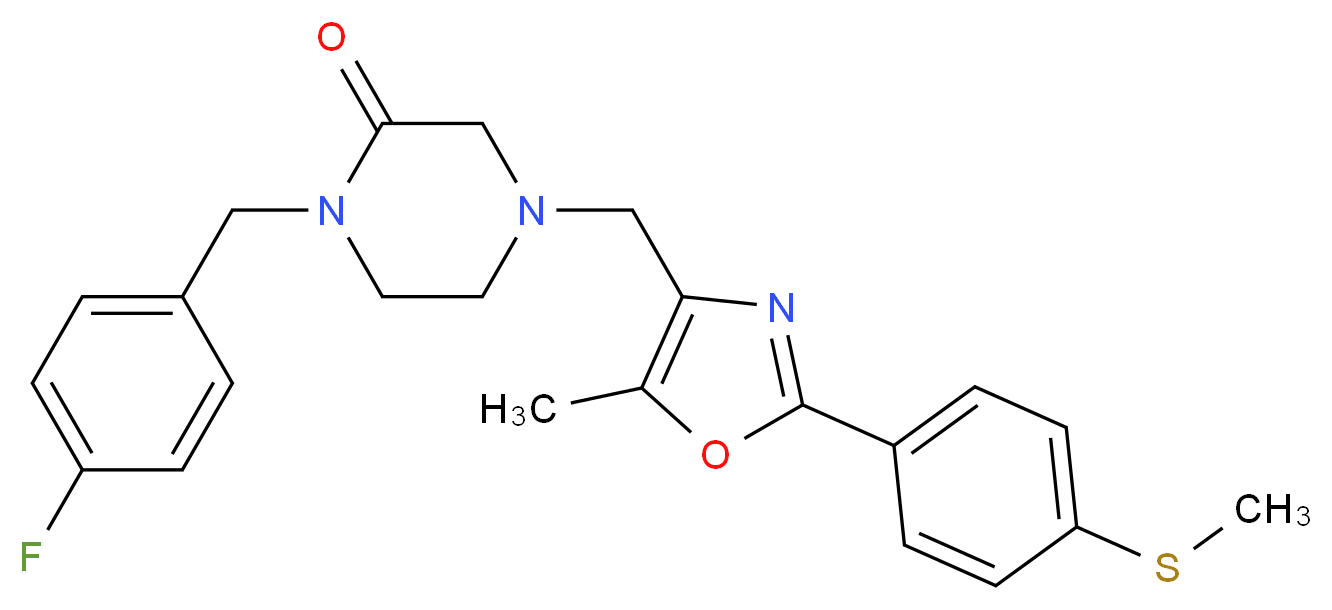 1-(4-fluorobenzyl)-4-({5-methyl-2-[4-(methylthio)phenyl]-1,3-oxazol-4-yl}methyl)-2-piperazinone_Molecular_structure_CAS_)