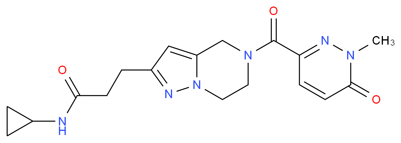 N-cyclopropyl-3-{5-[(1-methyl-6-oxo-1,6-dihydro-3-pyridazinyl)carbonyl]-4,5,6,7-tetrahydropyrazolo[1,5-a]pyrazin-2-yl}propanamide_Molecular_structure_CAS_)