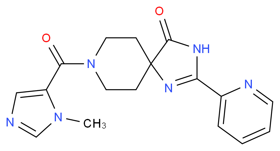8-[(1-methyl-1H-imidazol-5-yl)carbonyl]-2-pyridin-2-yl-1,3,8-triazaspiro[4.5]dec-1-en-4-one_Molecular_structure_CAS_)