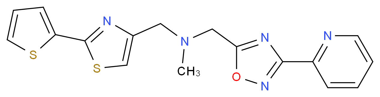 N-methyl-1-[3-(2-pyridinyl)-1,2,4-oxadiazol-5-yl]-N-{[2-(2-thienyl)-1,3-thiazol-4-yl]methyl}methanamine_Molecular_structure_CAS_)