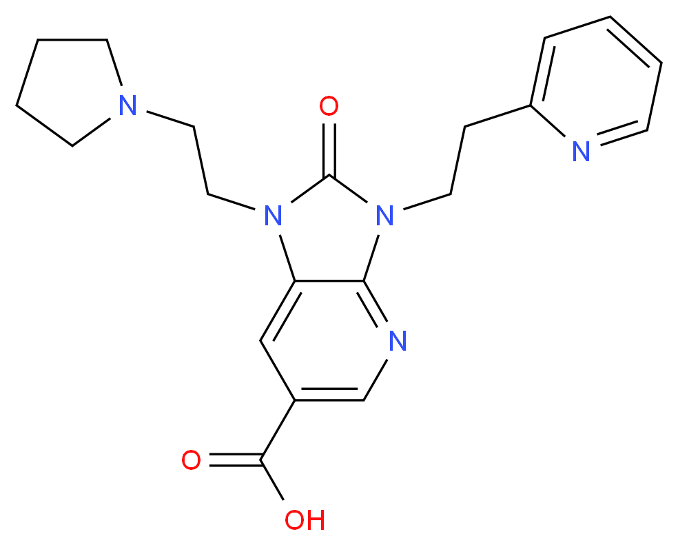 2-oxo-3-(2-pyridin-2-ylethyl)-1-(2-pyrrolidin-1-ylethyl)-2,3-dihydro-1H-imidazo[4,5-b]pyridine-6-carboxylic acid_Molecular_structure_CAS_)