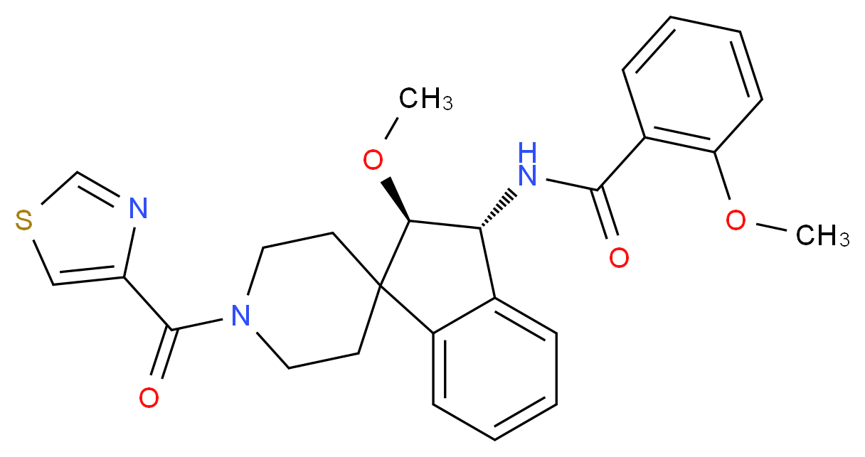 2-methoxy-N-[(2R*,3R*)-2-methoxy-1'-(1,3-thiazol-4-ylcarbonyl)-2,3-dihydrospiro[indene-1,4'-piperidin]-3-yl]benzamide_Molecular_structure_CAS_)