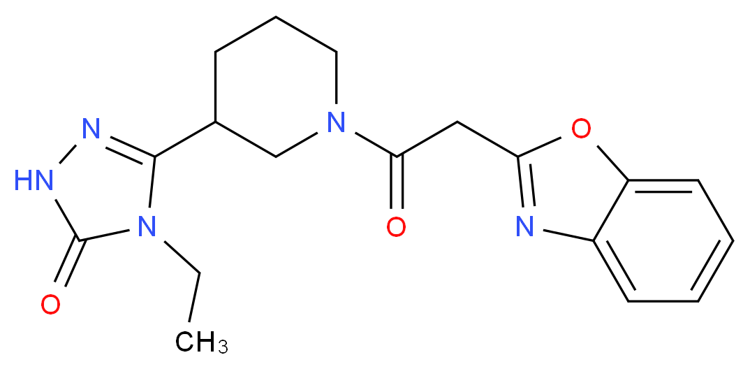 5-[1-(1,3-benzoxazol-2-ylacetyl)piperidin-3-yl]-4-ethyl-2,4-dihydro-3H-1,2,4-triazol-3-one_Molecular_structure_CAS_)