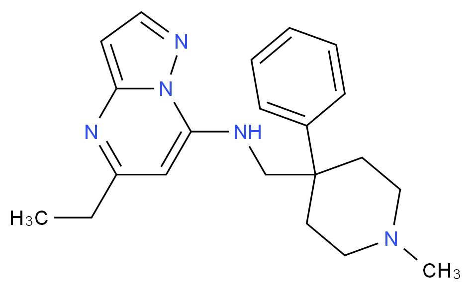 5-ethyl-N-[(1-methyl-4-phenyl-4-piperidinyl)methyl]pyrazolo[1,5-a]pyrimidin-7-amine_Molecular_structure_CAS_)
