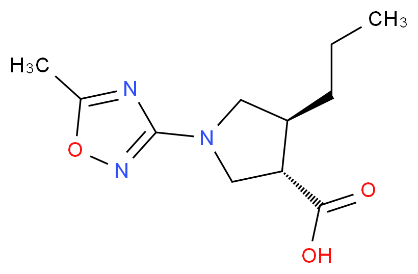 (3S*,4S*)-1-(5-methyl-1,2,4-oxadiazol-3-yl)-4-propyl-3-pyrrolidinecarboxylic acid_Molecular_structure_CAS_)