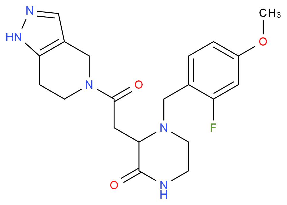 4-(2-fluoro-4-methoxybenzyl)-3-[2-oxo-2-(1,4,6,7-tetrahydro-5H-pyrazolo[4,3-c]pyridin-5-yl)ethyl]-2-piperazinone_Molecular_structure_CAS_)