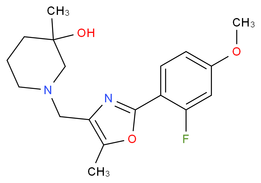 1-{[2-(2-fluoro-4-methoxyphenyl)-5-methyl-1,3-oxazol-4-yl]methyl}-3-methylpiperidin-3-ol_Molecular_structure_CAS_)