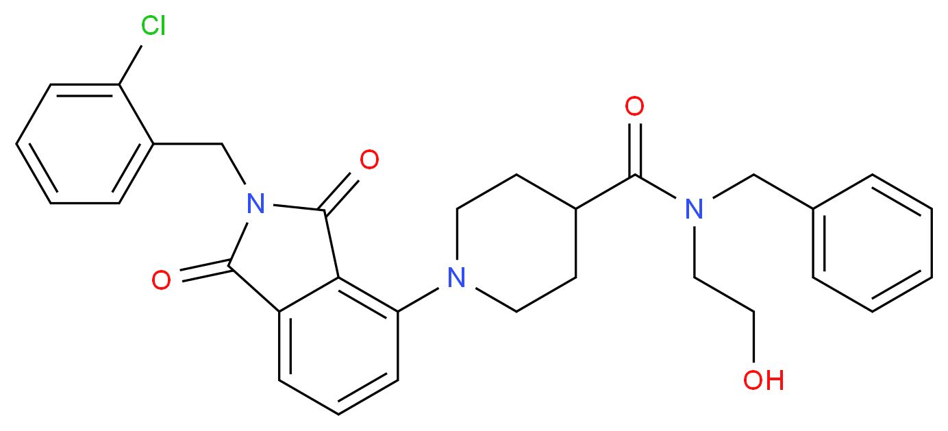 N-benzyl-1-[2-(2-chlorobenzyl)-1,3-dioxo-2,3-dihydro-1H-isoindol-4-yl]-N-(2-hydroxyethyl)-4-piperidinecarboxamide_Molecular_structure_CAS_)