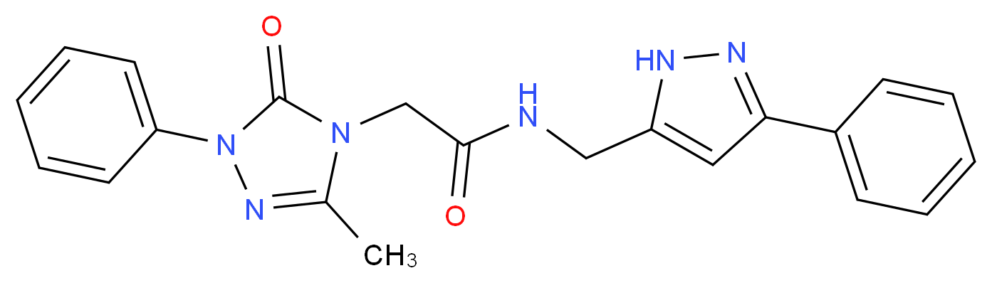 2-(3-methyl-5-oxo-1-phenyl-1,5-dihydro-4H-1,2,4-triazol-4-yl)-N-[(3-phenyl-1H-pyrazol-5-yl)methyl]acetamide_Molecular_structure_CAS_)