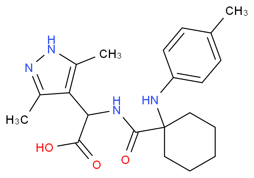 (3,5-dimethyl-1H-pyrazol-4-yl)[({1-[(4-methylphenyl)amino]cyclohexyl}carbonyl)amino]acetic acid_Molecular_structure_CAS_)