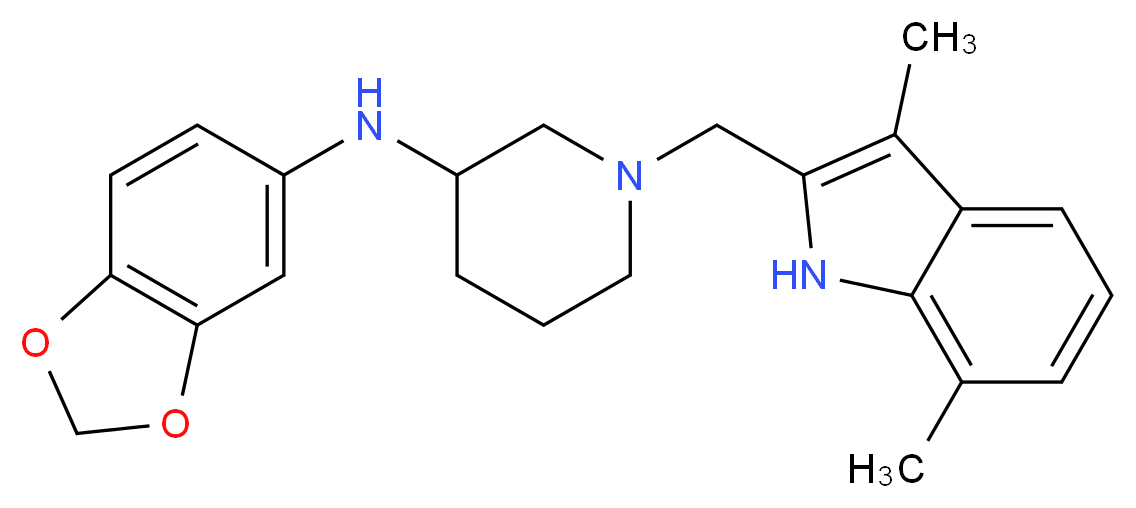 N-1,3-benzodioxol-5-yl-1-[(3,7-dimethyl-1H-indol-2-yl)methyl]-3-piperidinamine_Molecular_structure_CAS_)