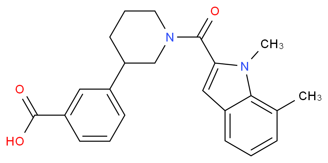 3-{1-[(1,7-dimethyl-1H-indol-2-yl)carbonyl]piperidin-3-yl}benzoic acid_Molecular_structure_CAS_)