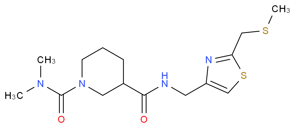 N~1~,N~1~-dimethyl-N~3~-({2-[(methylthio)methyl]-1,3-thiazol-4-yl}methyl)-1,3-piperidinedicarboxamide_Molecular_structure_CAS_)