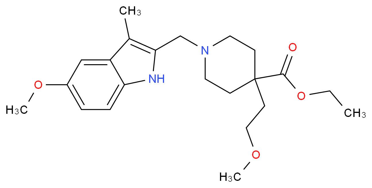 ethyl 4-(2-methoxyethyl)-1-[(5-methoxy-3-methyl-1H-indol-2-yl)methyl]-4-piperidinecarboxylate_Molecular_structure_CAS_)