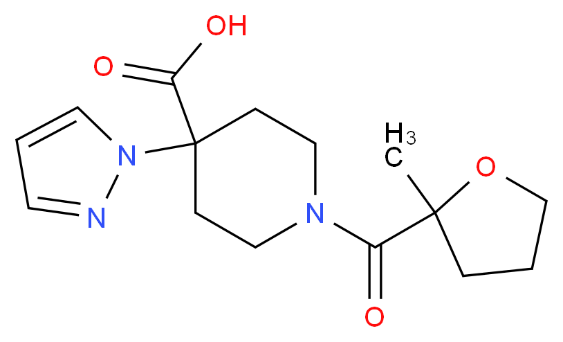 1-[(2-methyltetrahydrofuran-2-yl)carbonyl]-4-(1H-pyrazol-1-yl)piperidine-4-carboxylic acid_Molecular_structure_CAS_)