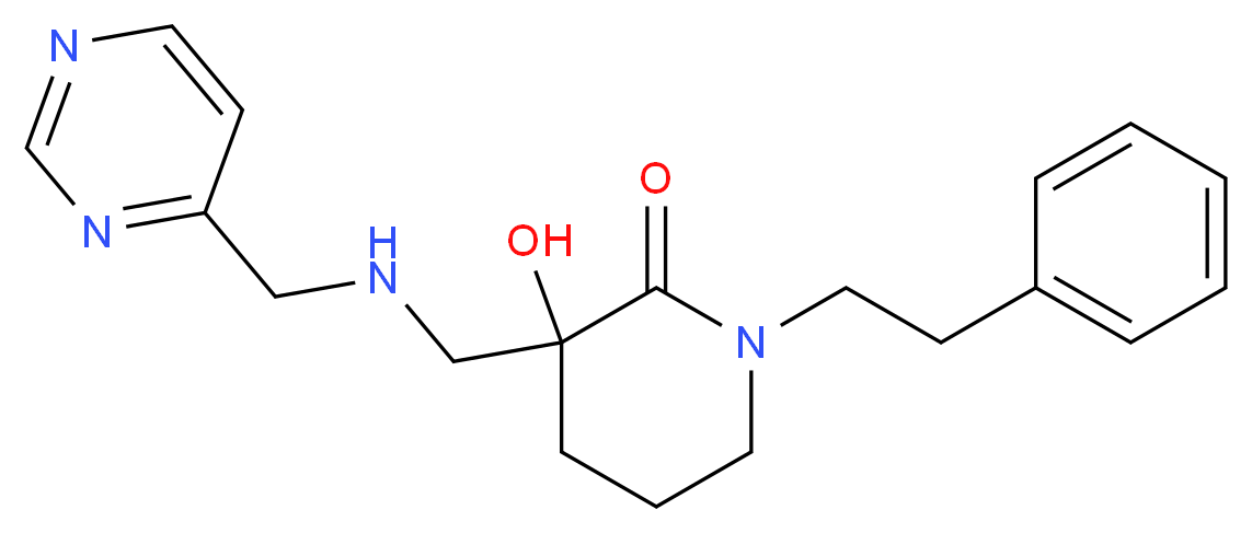 3-hydroxy-1-(2-phenylethyl)-3-{[(pyrimidin-4-ylmethyl)amino]methyl}piperidin-2-one_Molecular_structure_CAS_)