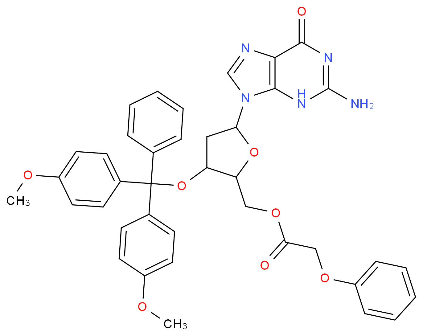 N2-Phenoxyacetyl-5′-O-(4,4′-dimethoxytrityl)-2′-deoxyguanosine_Molecular_structure_CAS_115388-95-9)