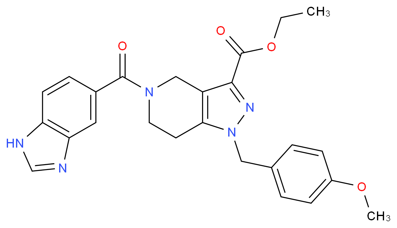 ethyl 5-(1H-benzimidazol-5-ylcarbonyl)-1-(4-methoxybenzyl)-4,5,6,7-tetrahydro-1H-pyrazolo[4,3-c]pyridine-3-carboxylate_Molecular_structure_CAS_)