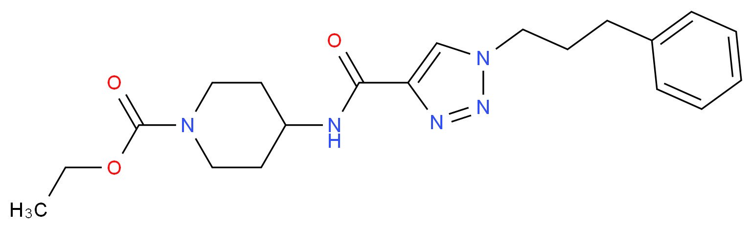 ethyl 4-({[1-(3-phenylpropyl)-1H-1,2,3-triazol-4-yl]carbonyl}amino)-1-piperidinecarboxylate_Molecular_structure_CAS_)