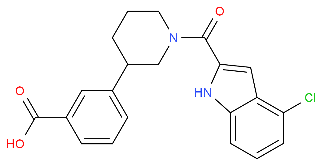 3-{1-[(4-chloro-1H-indol-2-yl)carbonyl]piperidin-3-yl}benzoic acid_Molecular_structure_CAS_)