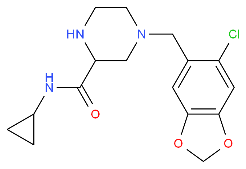 4-[(6-chloro-1,3-benzodioxol-5-yl)methyl]-N-cyclopropyl-2-piperazinecarboxamide_Molecular_structure_CAS_)