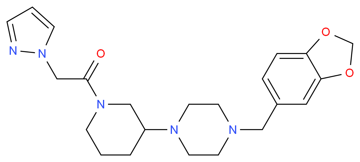 1-(1,3-benzodioxol-5-ylmethyl)-4-[1-(1H-pyrazol-1-ylacetyl)-3-piperidinyl]piperazine_Molecular_structure_CAS_)