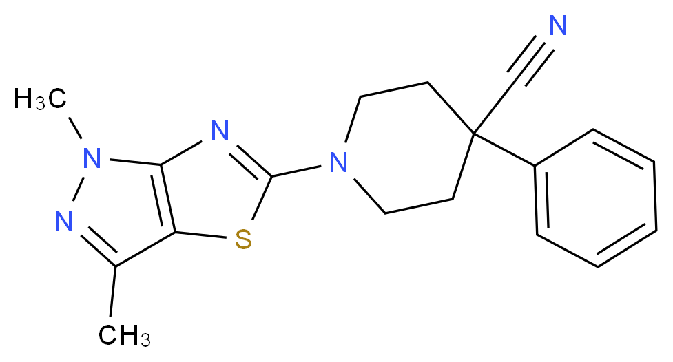 1-(1,3-dimethyl-1H-pyrazolo[3,4-d][1,3]thiazol-5-yl)-4-phenylpiperidine-4-carbonitrile_Molecular_structure_CAS_)