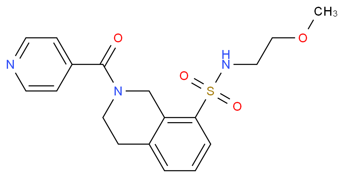 2-isonicotinoyl-N-(2-methoxyethyl)-1,2,3,4-tetrahydroisoquinoline-8-sulfonamide_Molecular_structure_CAS_)